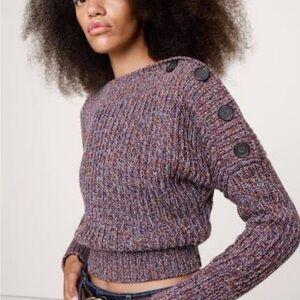 Banana Republic Purple Button-Accent Sweater Heather mauve